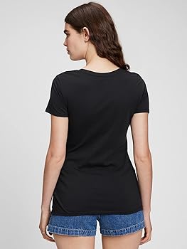 GAP Womens 2-Pack Favorite V-Neck Tee T-Shirt, True Black